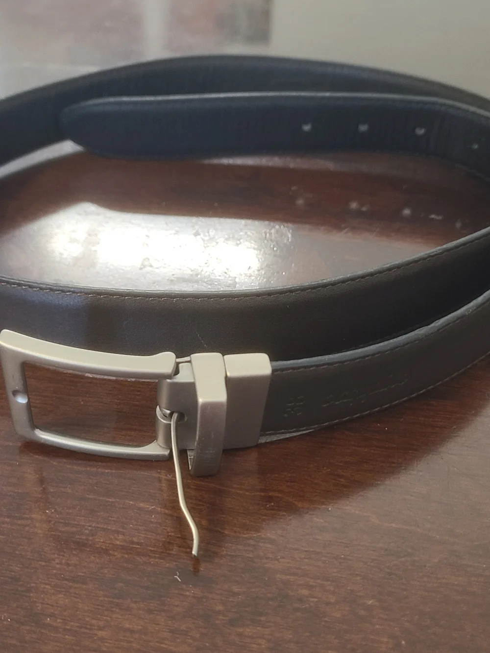 Scappino Men's Black Leather Belt with Silver Buckle Size 38